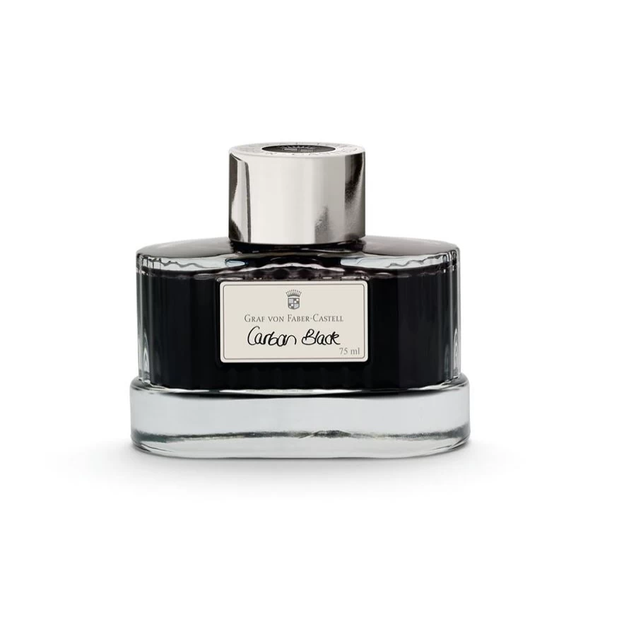 Faber Castell Carbon Black Ink Bottle - 75ml Drawing & Calligraphy Ink for Fountain Pens