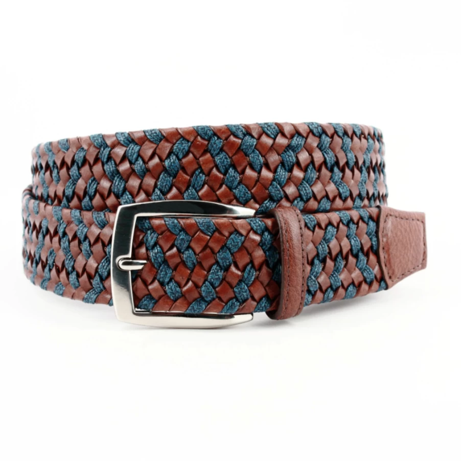 Torino Italian Handmade Braided Leather & Linen Belt for Men & Women