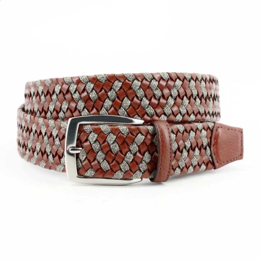 Torino Italian Handmade Braided Leather & Linen Belt for Men & Women