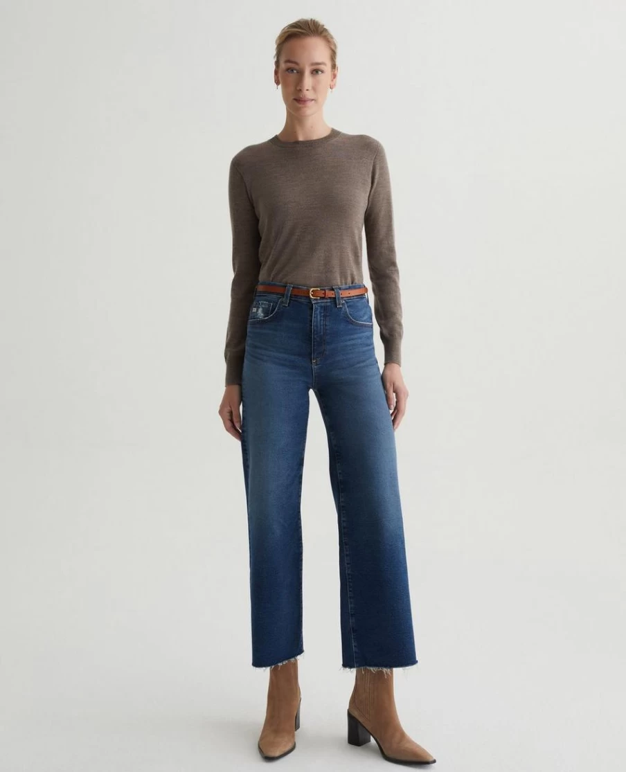 AG Jeans Saige Wide Leg Crop Jeans in 18 Years Atlantic Wash