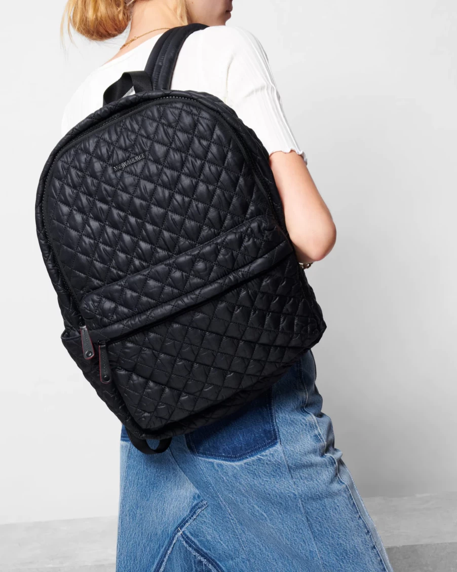 MZ Wallace Metro Backpack Deluxe - Stylish Black Laptop Backpack for Work & Travel