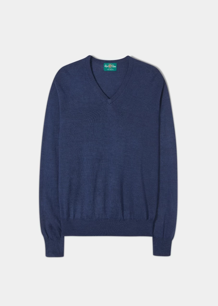 Alan Paine Haddington Solid Cashmere V-Neck Sweater for Men - Premium Soft Warm Pullover
