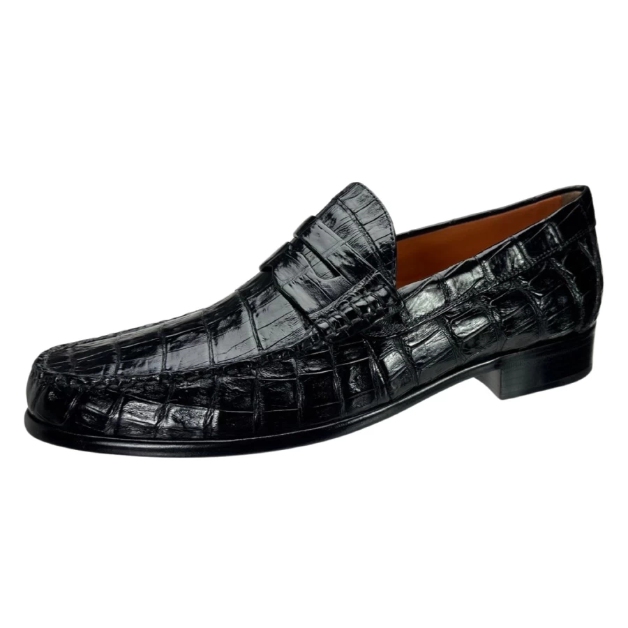 Peter Huber Texas Crocodile Penny Loafers - Genuine Leather Men's Dress Shoes