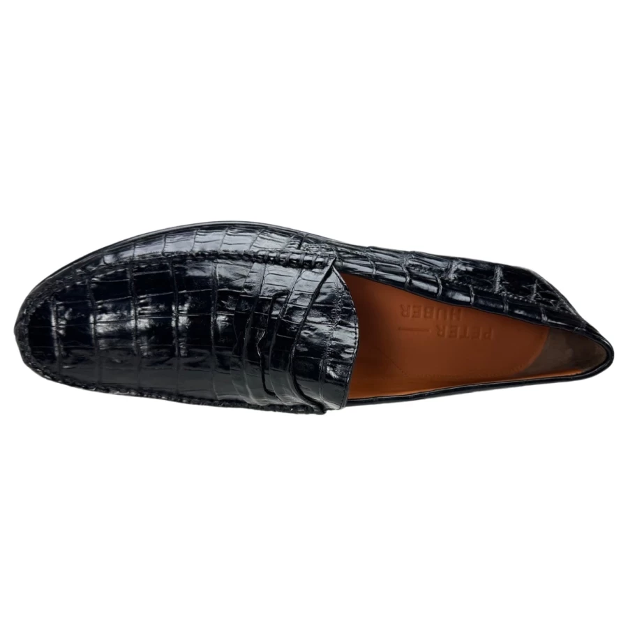 Peter Huber Texas Crocodile Penny Loafers - Genuine Leather Men's Dress Shoes