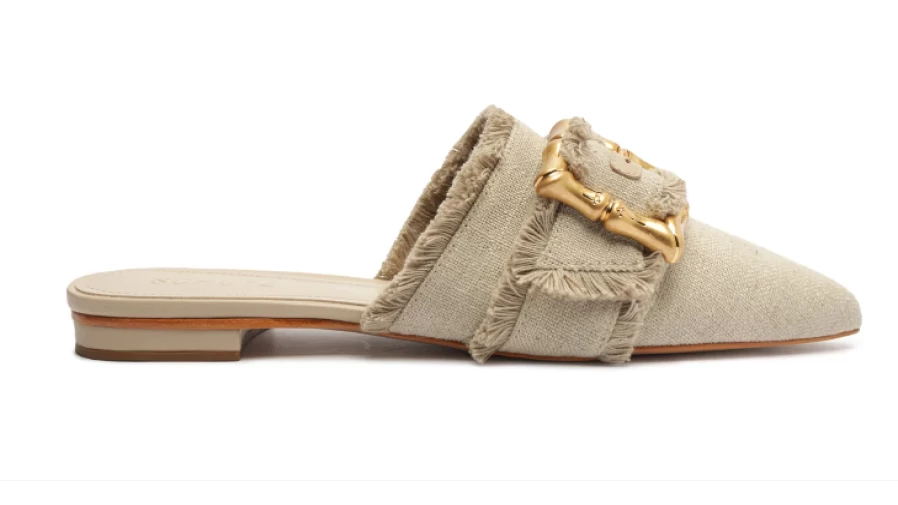 Schutz Enola Flat Shoes in Oyster - Elegant Women's Ballet Flats