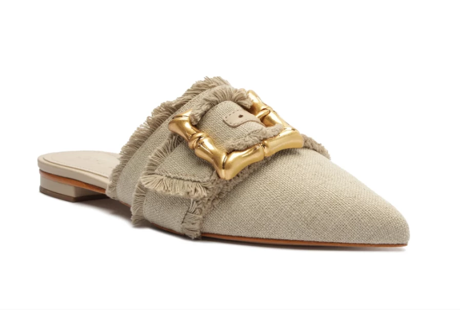 Schutz Enola Flat Shoes in Oyster - Elegant Women's Ballet Flats