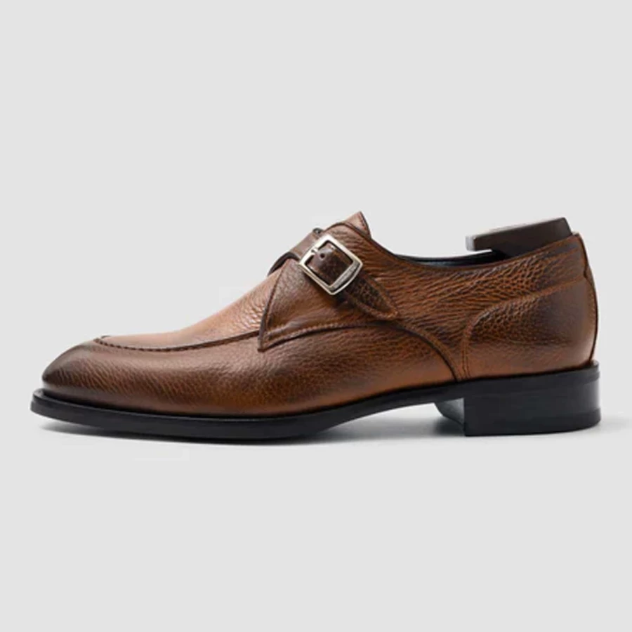 Di Bianco Parma Monk Strap Leather Dress Shoes for Men - Classic Italian Style Buckle Loafers