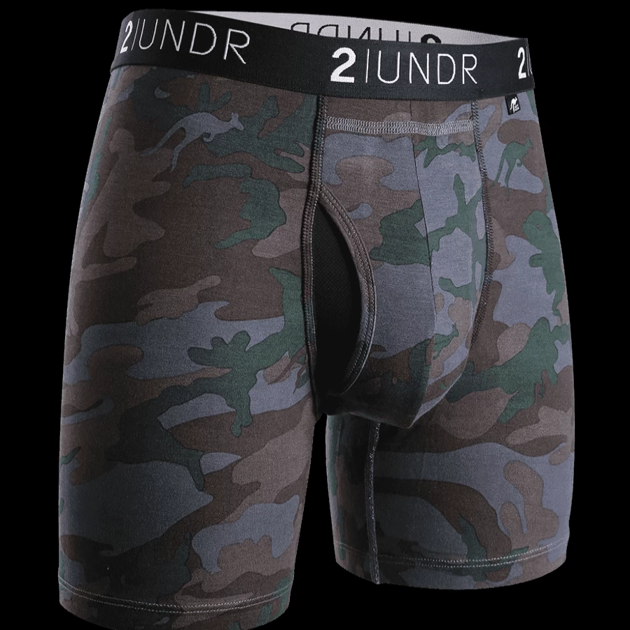 2UNDR Men's Swing Shift 6-Inch Boxer Briefs with Print - Comfortable & Breathable Underwear