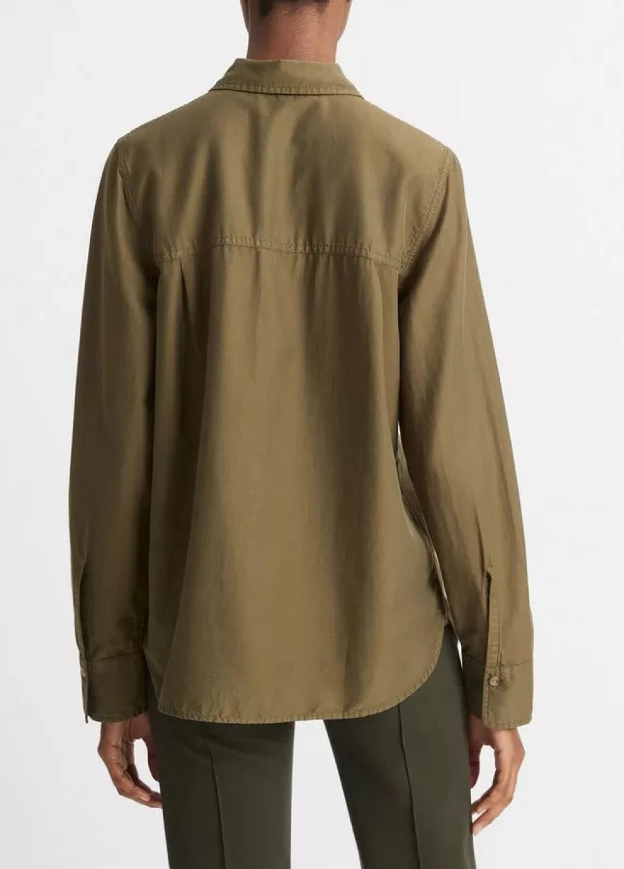 Vince Washed Vine Utility Long Sleeve Shirt for Men/Women - Classic Casual Top