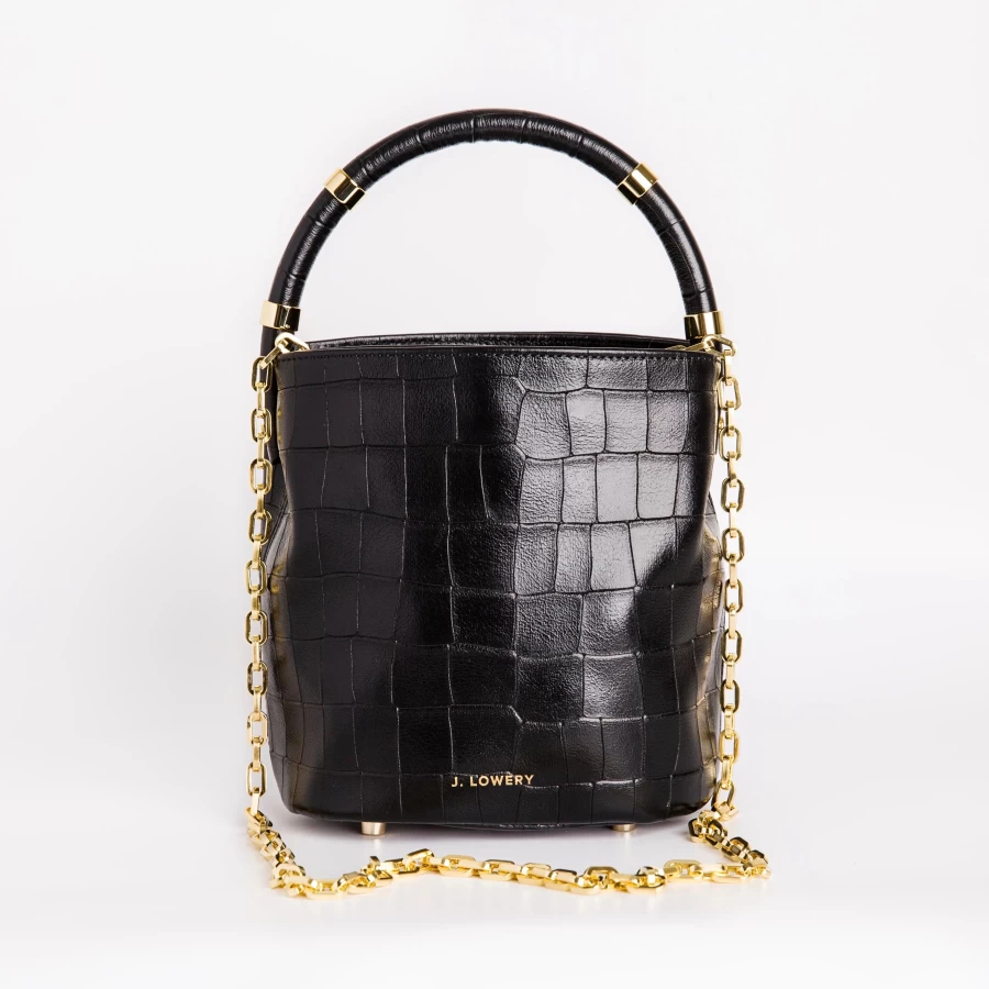 J. Lowery Max Mini Handbag in Black Croc Leather - Compact & Stylish Women's Wallet