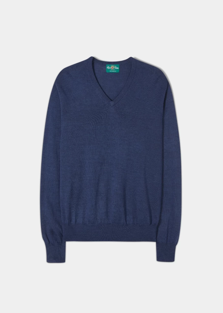 Alan Paine Haddington Solid Cashmere V-Neck Sweater for Men - Premium Soft Warm Knitwear