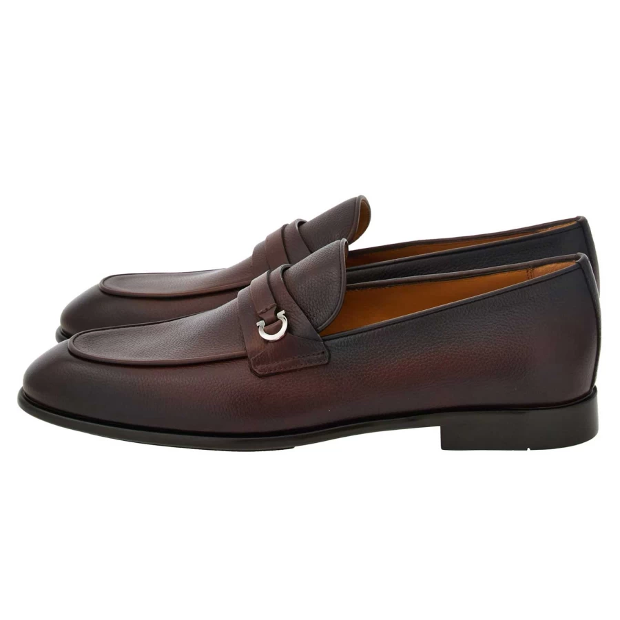 Ferragamo Desio Gancini Leather Loafers for Women - Classic Dress Shoes with Iconic Gancini Detail