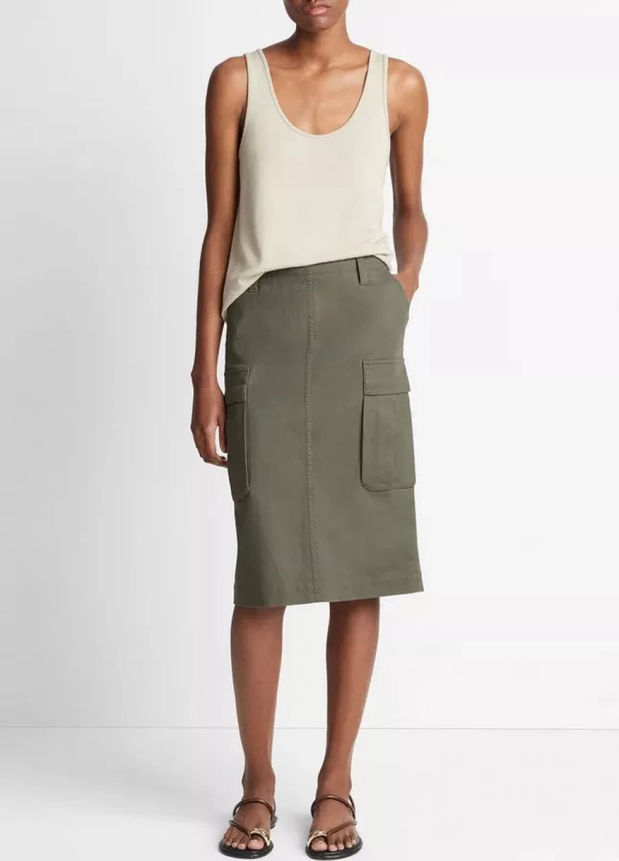Vince Night Pine Utility Cargo Skirt - Women's Fashion High-Waisted Pocket Skirt