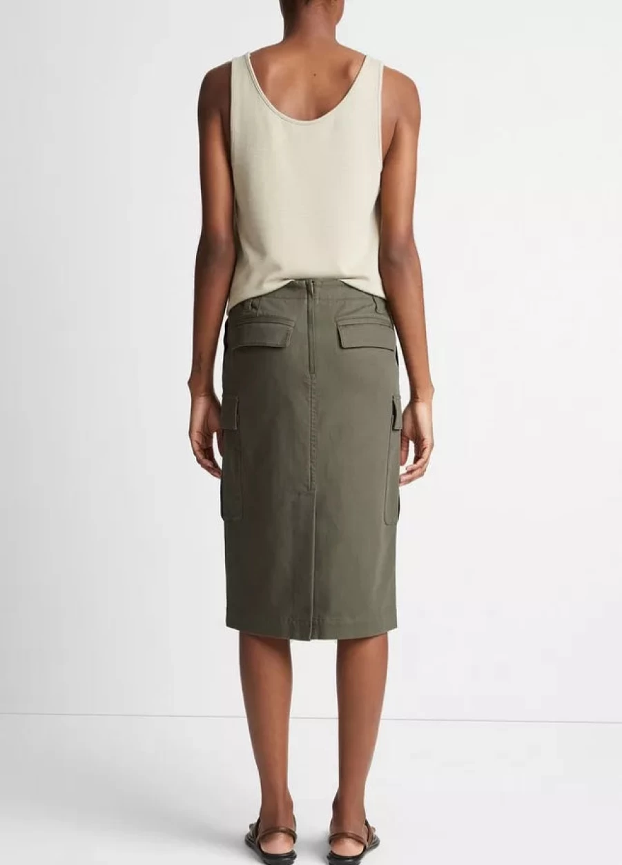 Vince Night Pine Utility Cargo Skirt - Women's Fashion High-Waisted Pocket Skirt