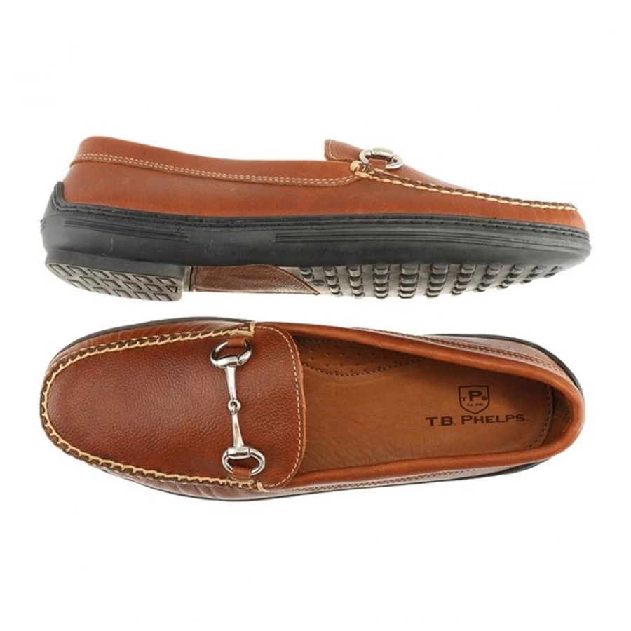 T.B. Phelps Men's Gridiron Bit Loafers - Classic Leather Slip-On Dress Shoes for Casual & Formal Wear
