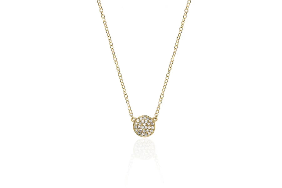 EF Collection Mini Diamond Disc Pendant Necklace - Elegant Sterling Silver Dainty Chain Jewelry for Women