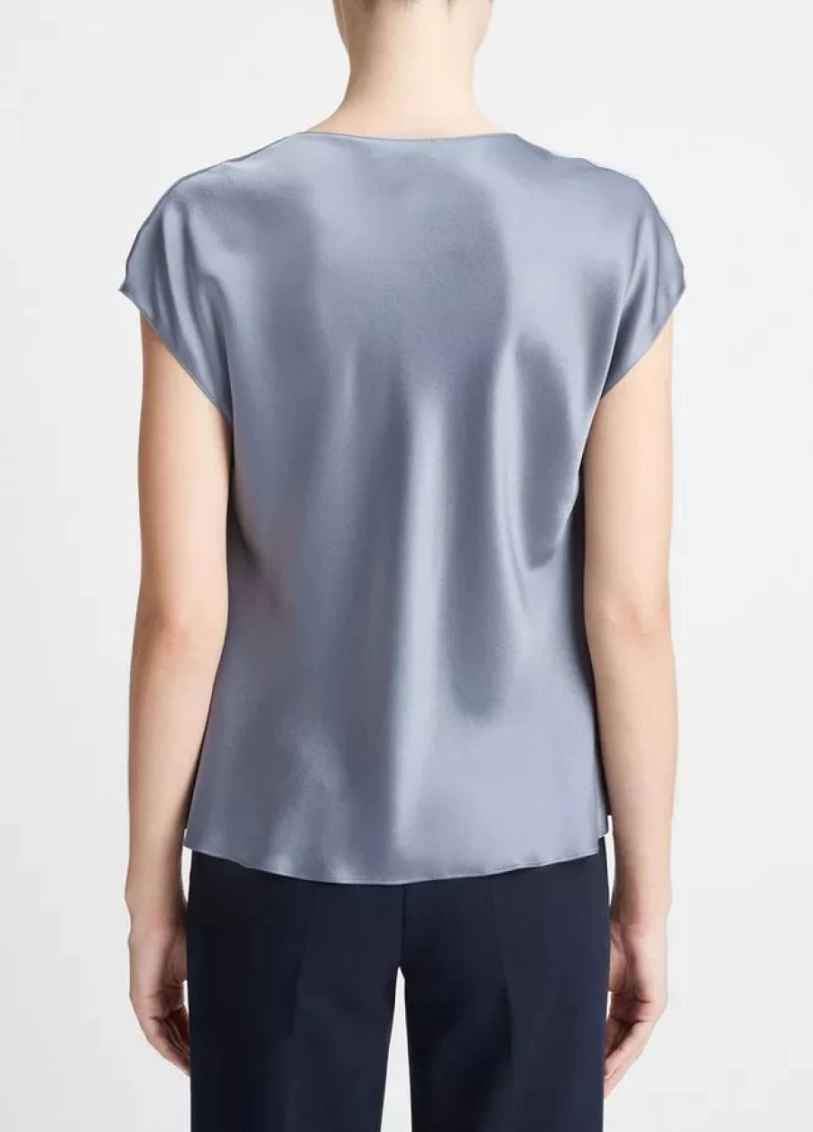 Vince Cowl Neck Cap Sleeve Blouse in Iris Smoke - Elegant Women's Tops