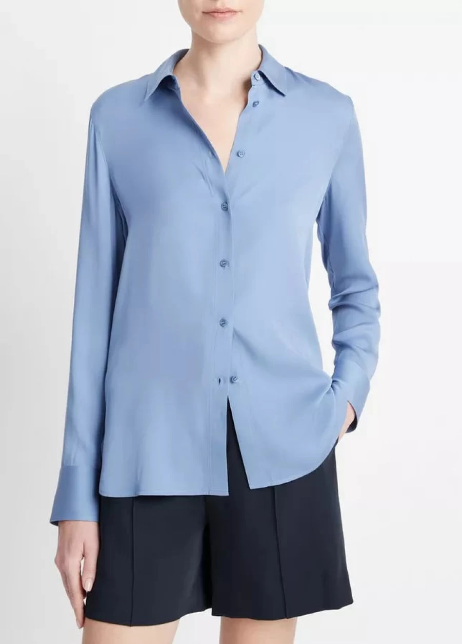 Vince Slim-Fitted Blouse for Women - Elegant Tailored Top for Modern Style
