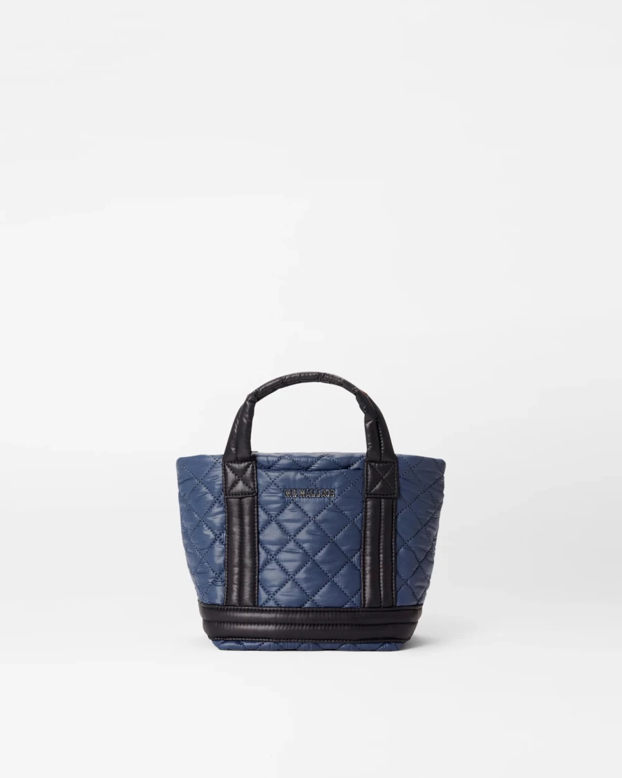MZ Wallace Mini Empire Tote Bag in Navy & Black - Stylish Compact Handbag