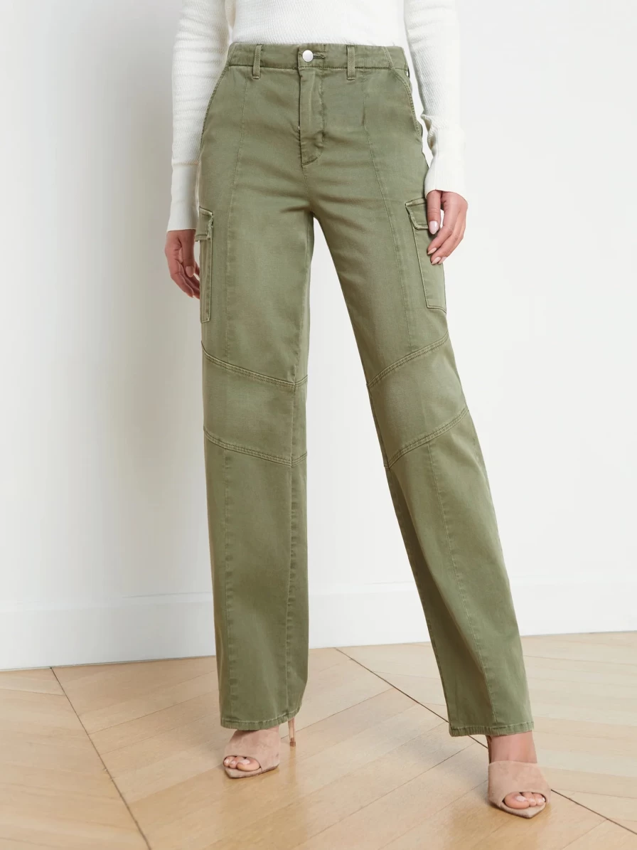 L'Agence Brooklyn High Rise Utility Wide Leg Pants in Brigade - Stylish Women's Trousers