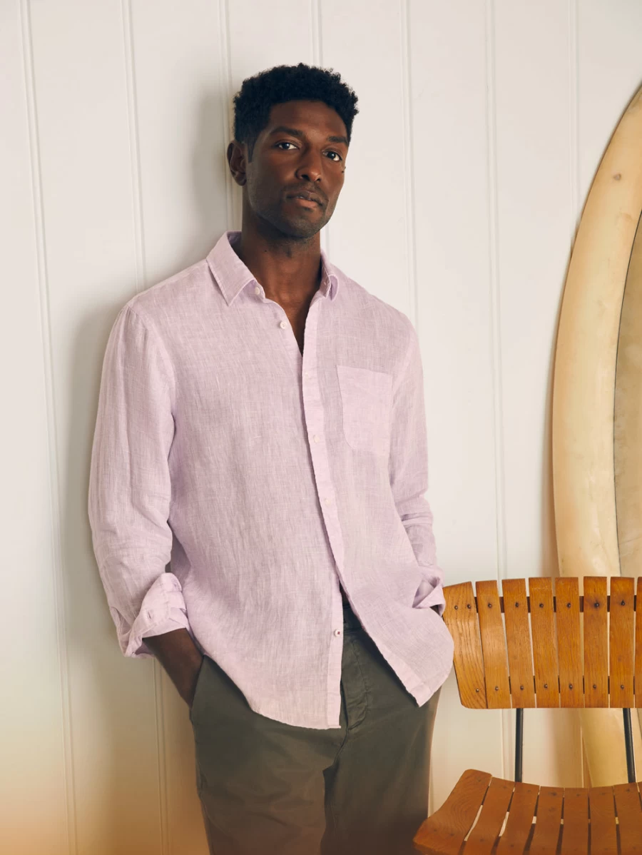 Faherty Men's Linen Laguna Shirt - Breathable Summer Casual Button-Up