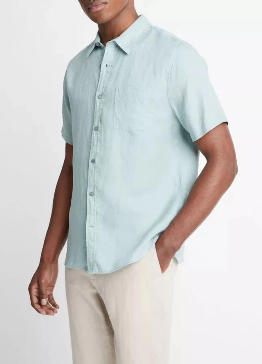 Vince Women's Linen Short Sleeve Shirt - Breathable Summer Top