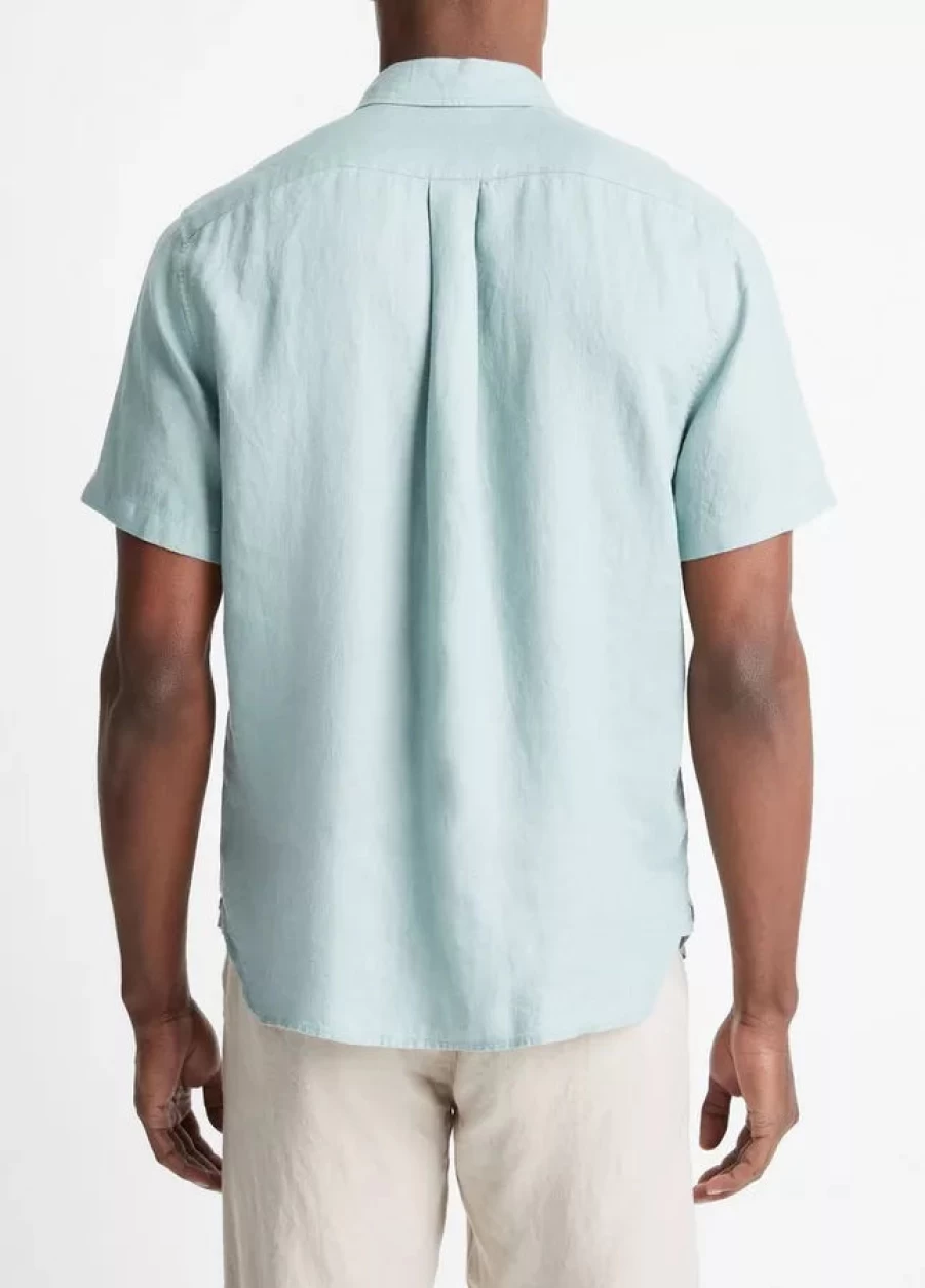 Vince Women's Linen Short Sleeve Shirt - Breathable Summer Top