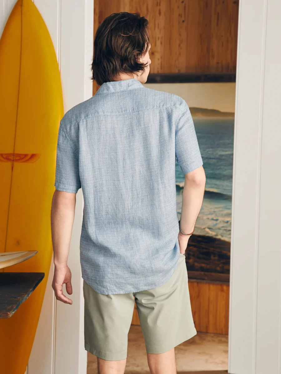 Faherty Men's Short Sleeve Basketweave Shirt - Lightweight Casual Summer Top