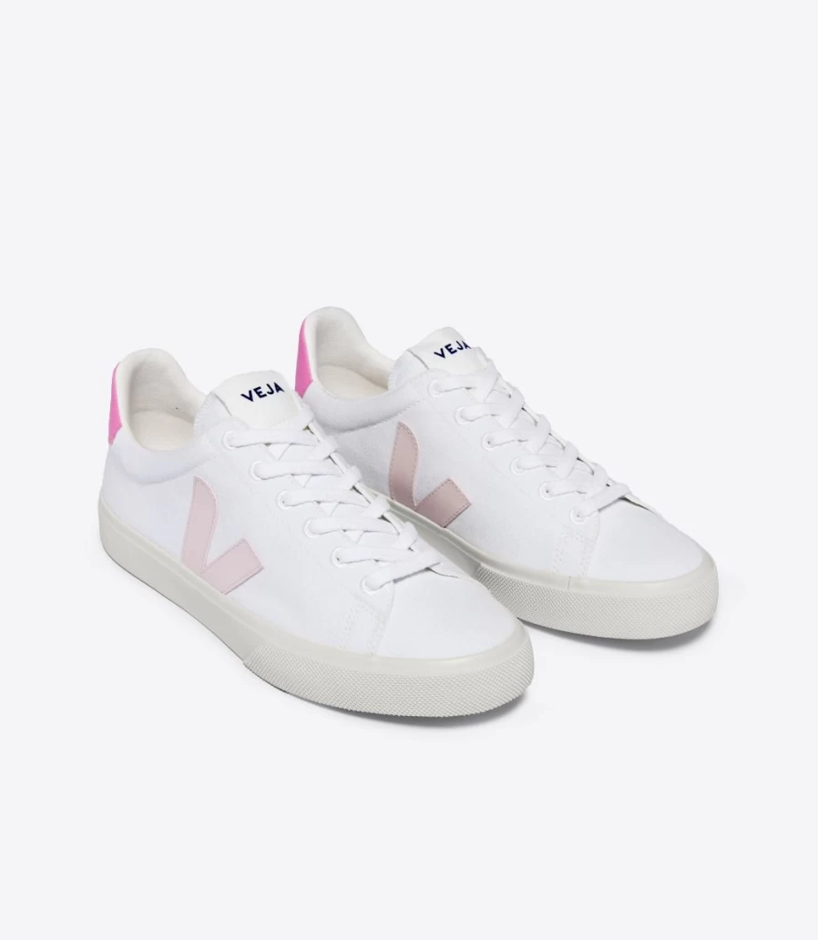 Veja Campo Sneakers in White Petale Sari - Sustainable Leather Women's Shoes