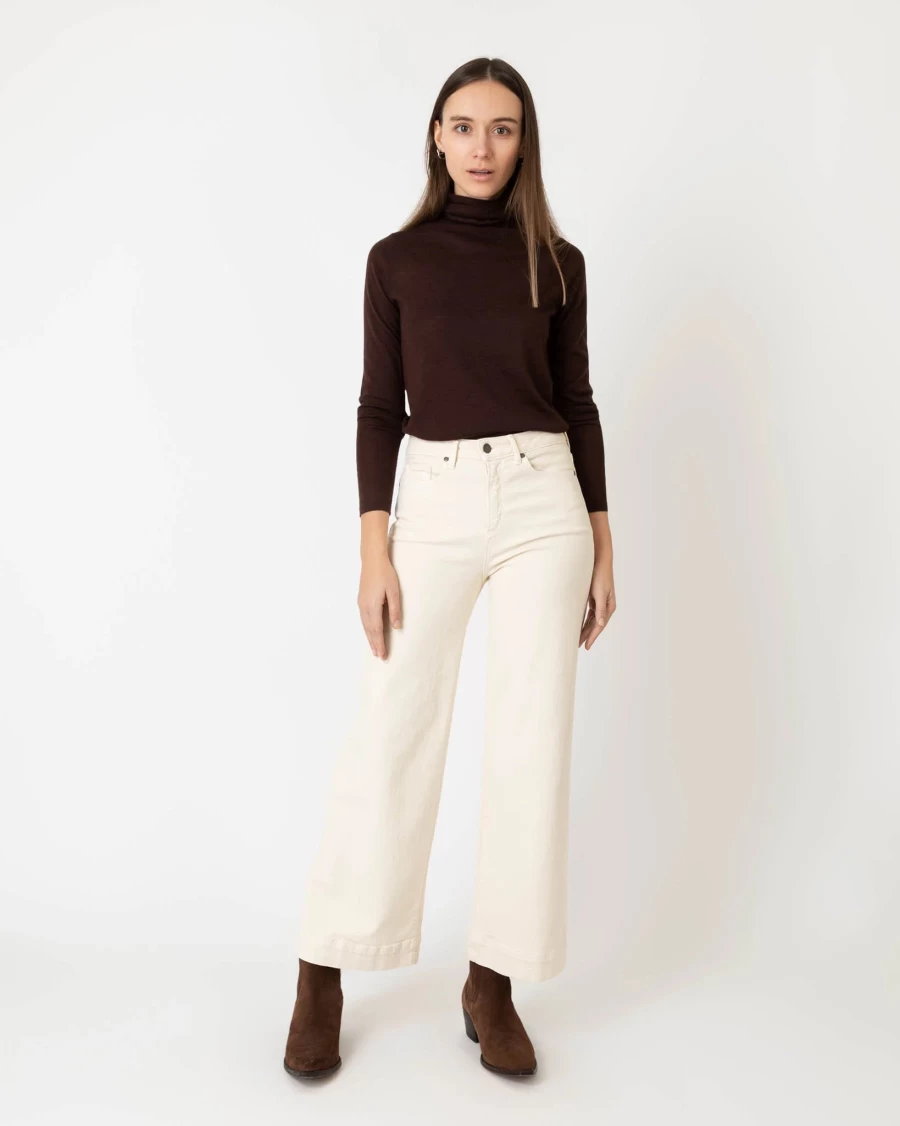 Ann Mashburn Superfine Chocolate Funnel Neck Sweater for Women
