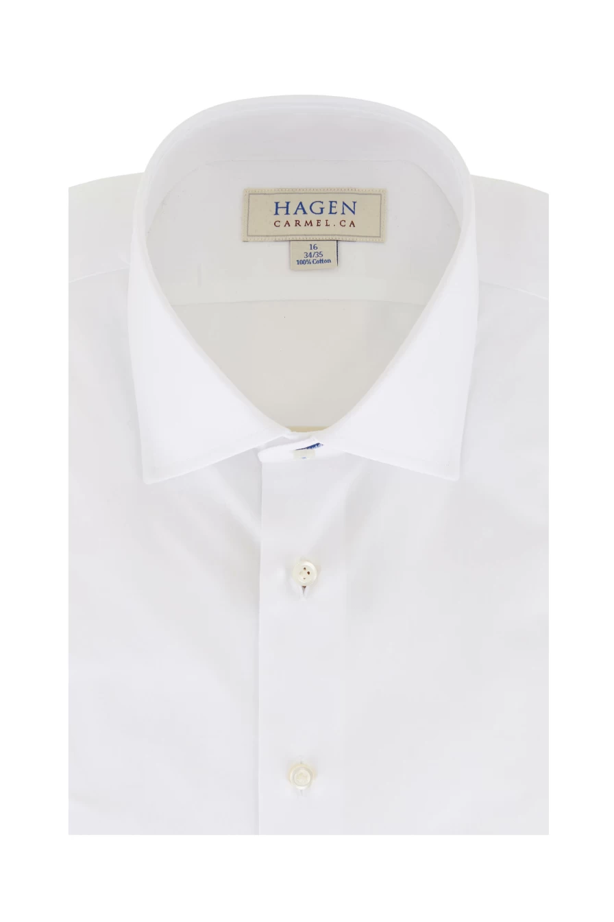 Hagen Men's White Super Fine Twill Dress Shirt for Formal Wear